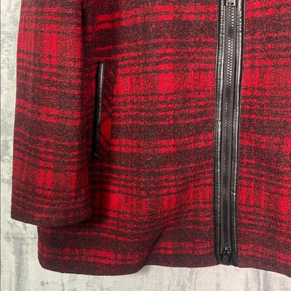 NWT New Pendleton Red Black Plaid Wood Full Zip Jacket Size Large